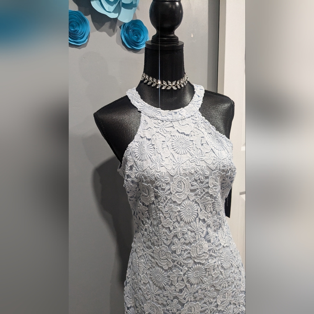 Lulu's Love Poem Light Blue Lace Dress - Picture 3 of 7